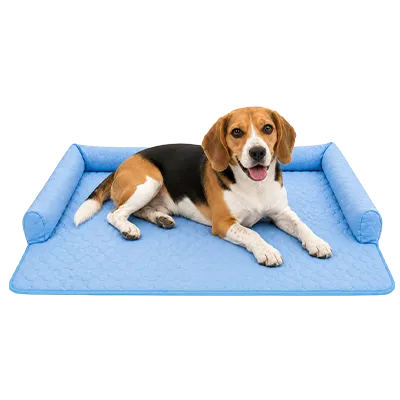 Pawlax cooling mat, folded, showing the cooling fabric and waterproof base
